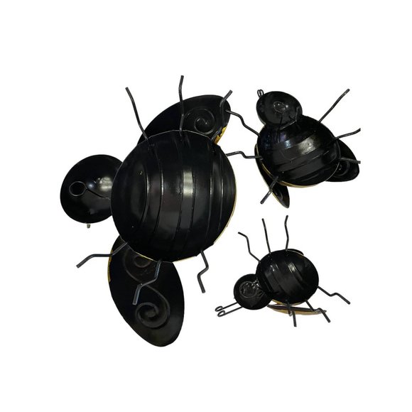 Bumble Bee Metal Table Art Bees 3 Sculpture Indoor Outdoor Decor 2", 3" and 4" - Picture 8 of 11